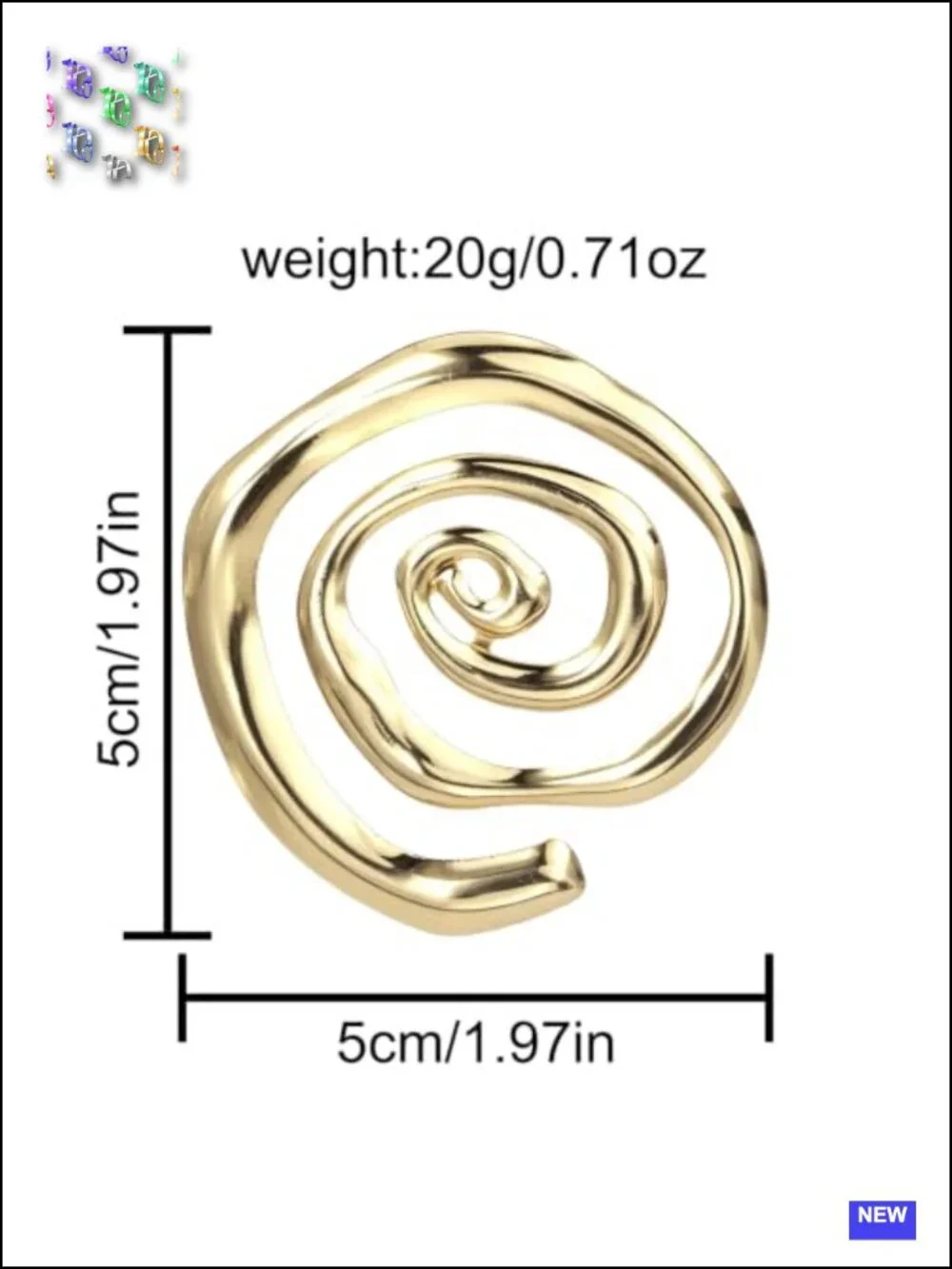 Large Gold Chunky Spiral Dangle Earrings Handmade Geometric Statement Jewelry